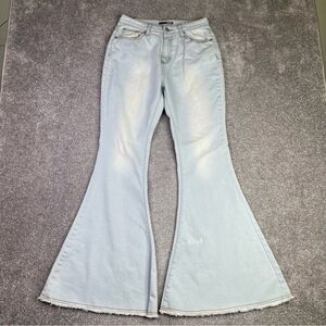 Fashion Nova Jeans Women's 25 Blue Ultra Flare High Rise Light Wash Boho